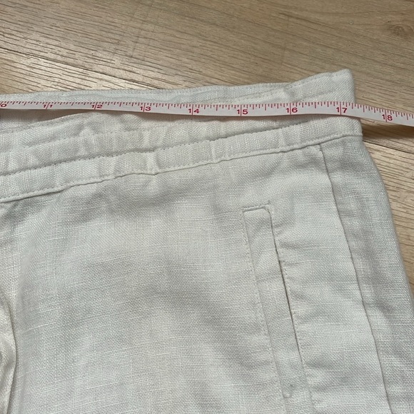 Saks Fifth Avenue White 100% Linen Pants Straight Leg Womens Size 33 Resortwear - Picture 4 of 8